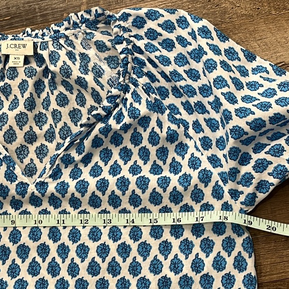 J Crew Factory Cotton Blue Paisley Artist Peasant Top Sz XS Lightweight Vacation - Picture 7 of 15